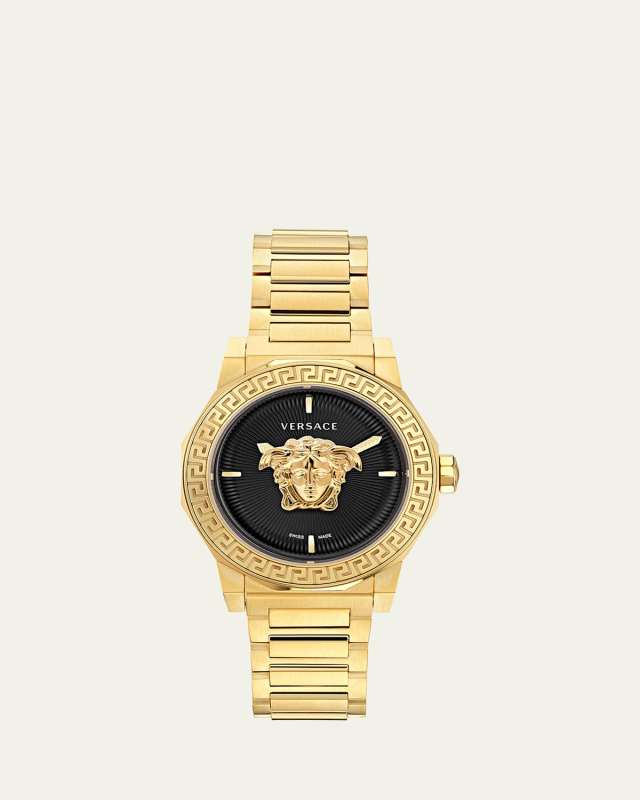 38mm Medusa Deco Watch with Bracelet Strap, Gold Plated